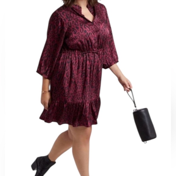 REBECCA MINKOFF BOHEMIAN BURGUNDY & BLACK OLLIE DRESS SZ 1X EUC - Picture 4 of 10